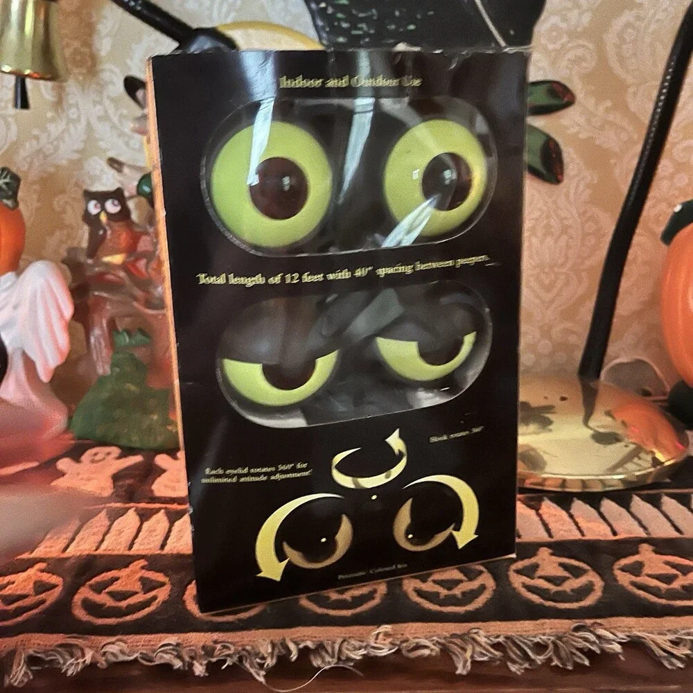 VTG 90s Peep n Peepers Halloween Light Set 3 Spooky Flash Eyes Open Box NIP Work